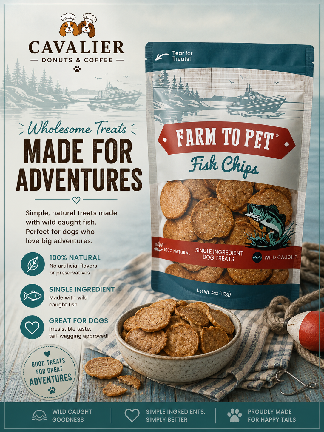Wild-Caught Fish Chips — pet treats at Cavalier Donuts & Coffee